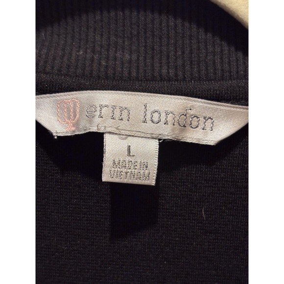 Erin London Ladies Size L Black Zip Up Jacket With Stripes Pit To Pit 19" L 22" - Picture 2 of 5
